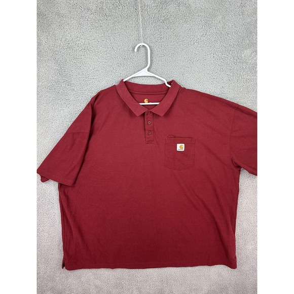 Carhartt Polo Shirt Mens 4XL Red Pocket Workwear Short Sleeve Big Tall K570